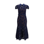 Blue Polyester Cocktail Dress