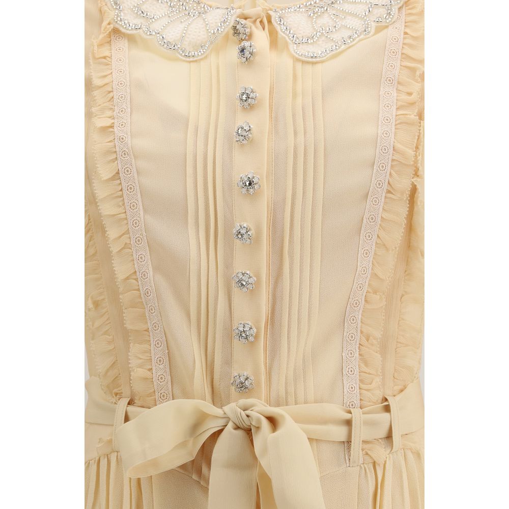 Beige Viscose Casual Dress