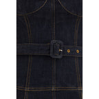 Blue Cotton Casual Dress