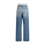 Blue Cotton Straight-Leg Jeans