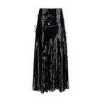 Black Polyester Midi Skirt