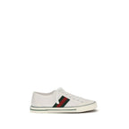 White Cotton Low Top Sneakers