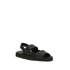 Black Calf Leather Bos Taurus Flat Sandals