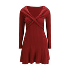 Bordeaux Viscose Casual Dress