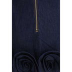 Blue Cotton Casual Dress