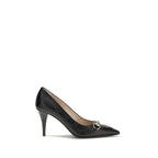 Black Calf Leather Bos Taurus Mid Heel Pumps
