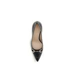 Black Calf Leather Bos Taurus Mid Heel Pumps