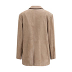 Beige Calf Leather Bos Taurus Coat