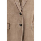 Beige Calf Leather Bos Taurus Coat