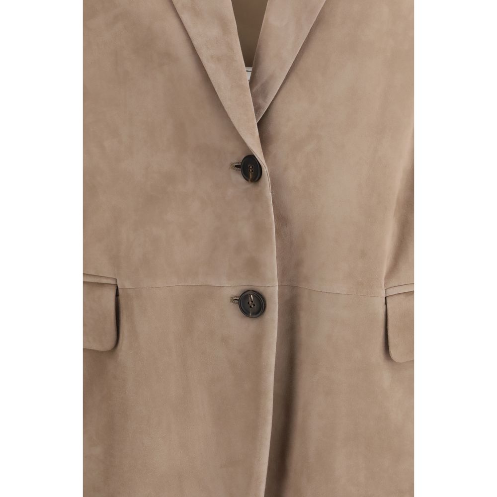 Beige Calf Leather Bos Taurus Coat