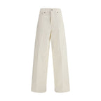 White Cotton Straight-Leg Jeans