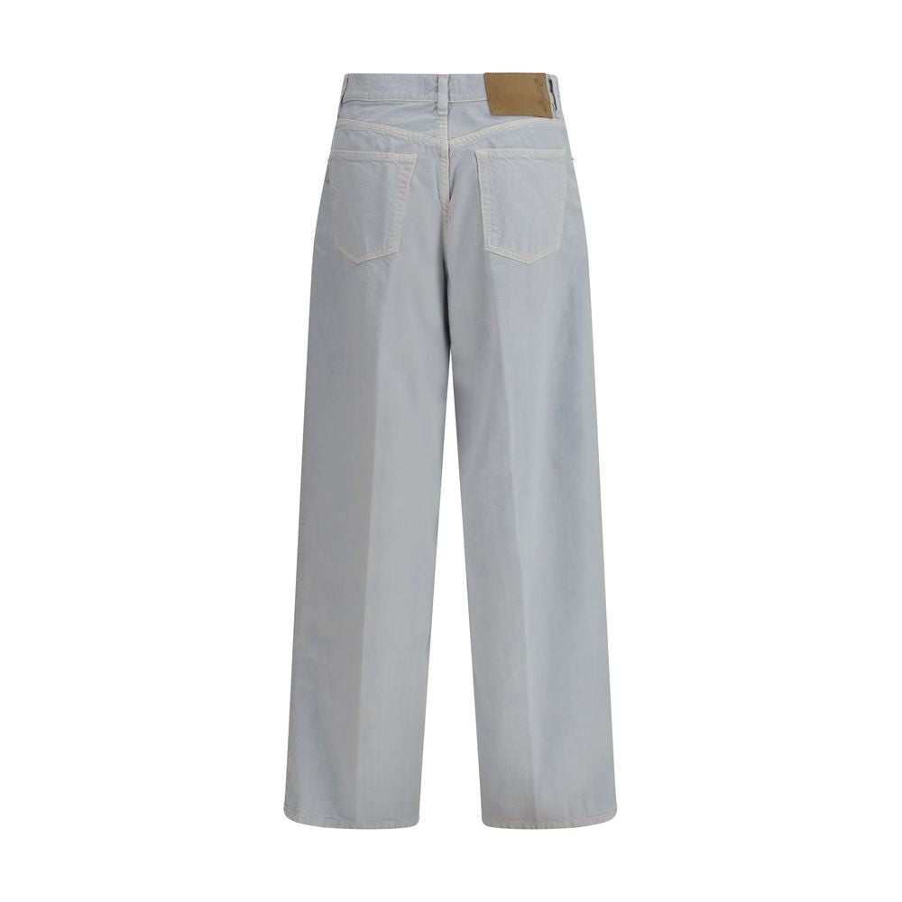 Blue Cotton Straight-Leg Jeans