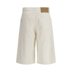 White Cotton Bermuda Shorts