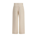 Beige Cotton Casual Pants