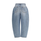 Blue Cotton Straight-Leg Jeans
