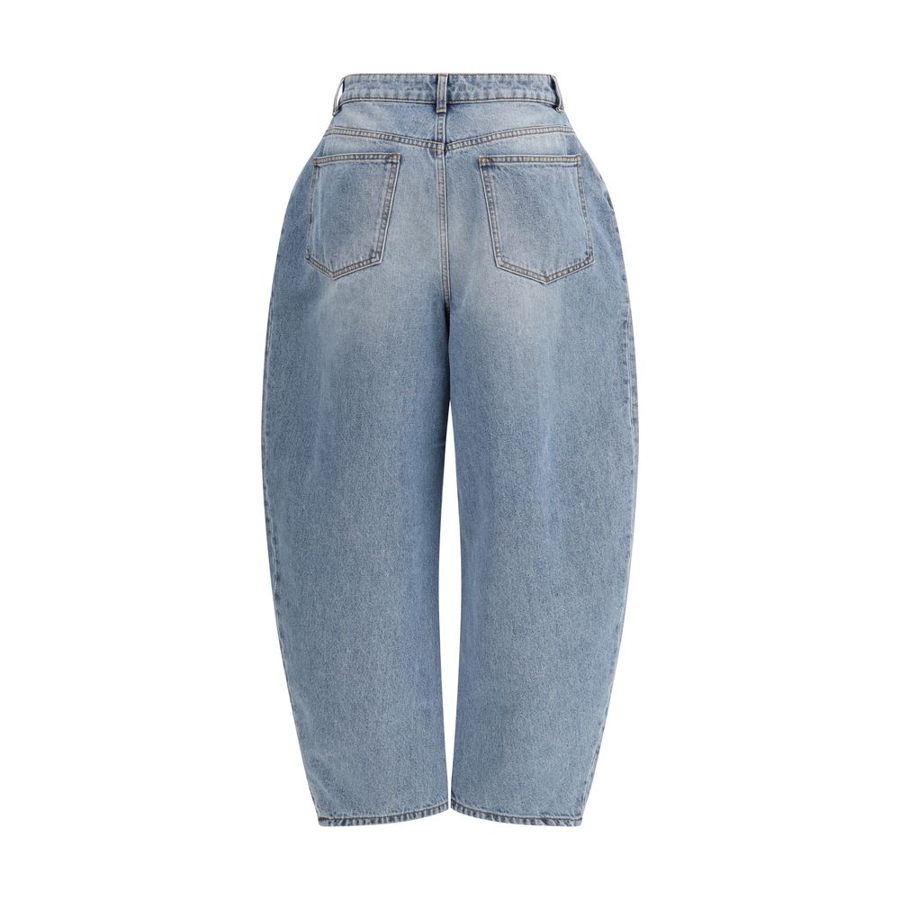 Blue Cotton Straight-Leg Jeans