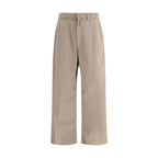 Beige Cotton Casual Pants