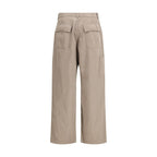 Beige Cotton Casual Pants