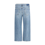 Blue Cotton Cropped Jeans