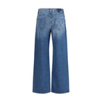 Blue Cotton Flared Jeans