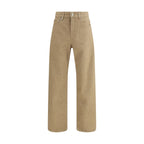 Beige Cotton Straight-Leg Jeans