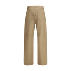Beige Cotton Straight-Leg Jeans