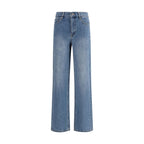 Blue Cotton Straight-Leg Jeans