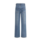 Blue Cotton Straight-Leg Jeans
