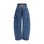 Blue Cotton High-Waisted Jean