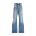 Blue Cotton Flared Jeans