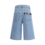 Blue Cotton Bermuda Shorts