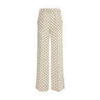 Beige Silk Casual Pants