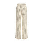Beige Silk Casual Pants
