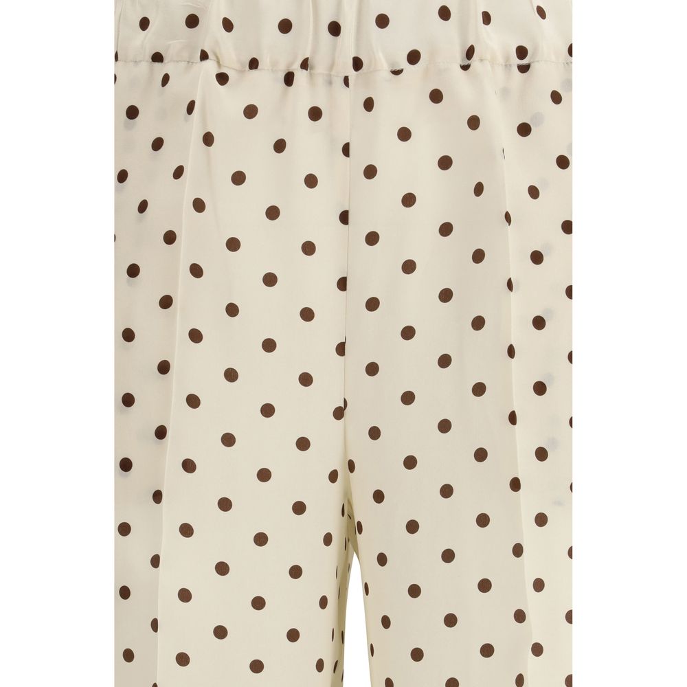 Beige Silk Casual Pants
