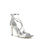 Silver Calf Leather Bos Taurus Stiletto Heel Sandals