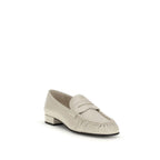 Beige Calf Leather Bos Taurus Slip-On Loafers