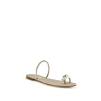Gold Calf Leather Bos Taurus Flat Sandals