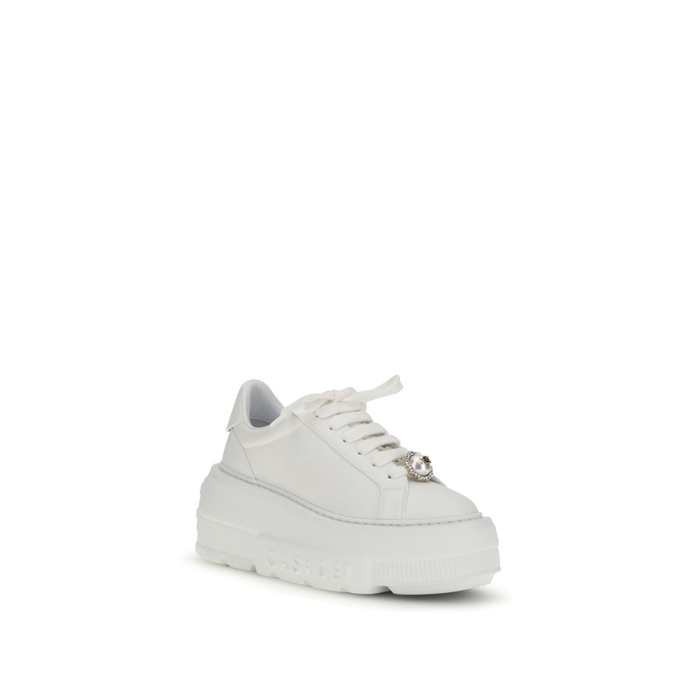 White Rubber Platform Sneakers