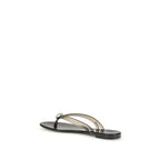 Black Polyurethane Flat Sandals