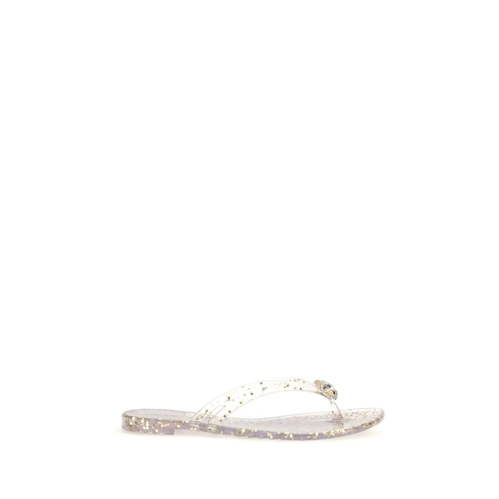 Gold Polyurethane Flat Sandals