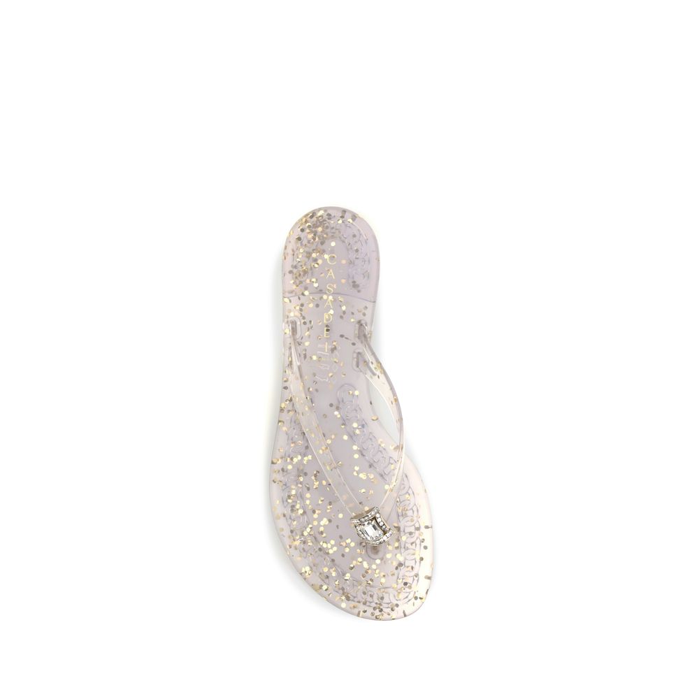 Gold Polyurethane Flat Sandals