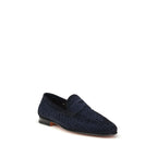 Blue Calf Leather Bos Taurus Slip-On Loafers