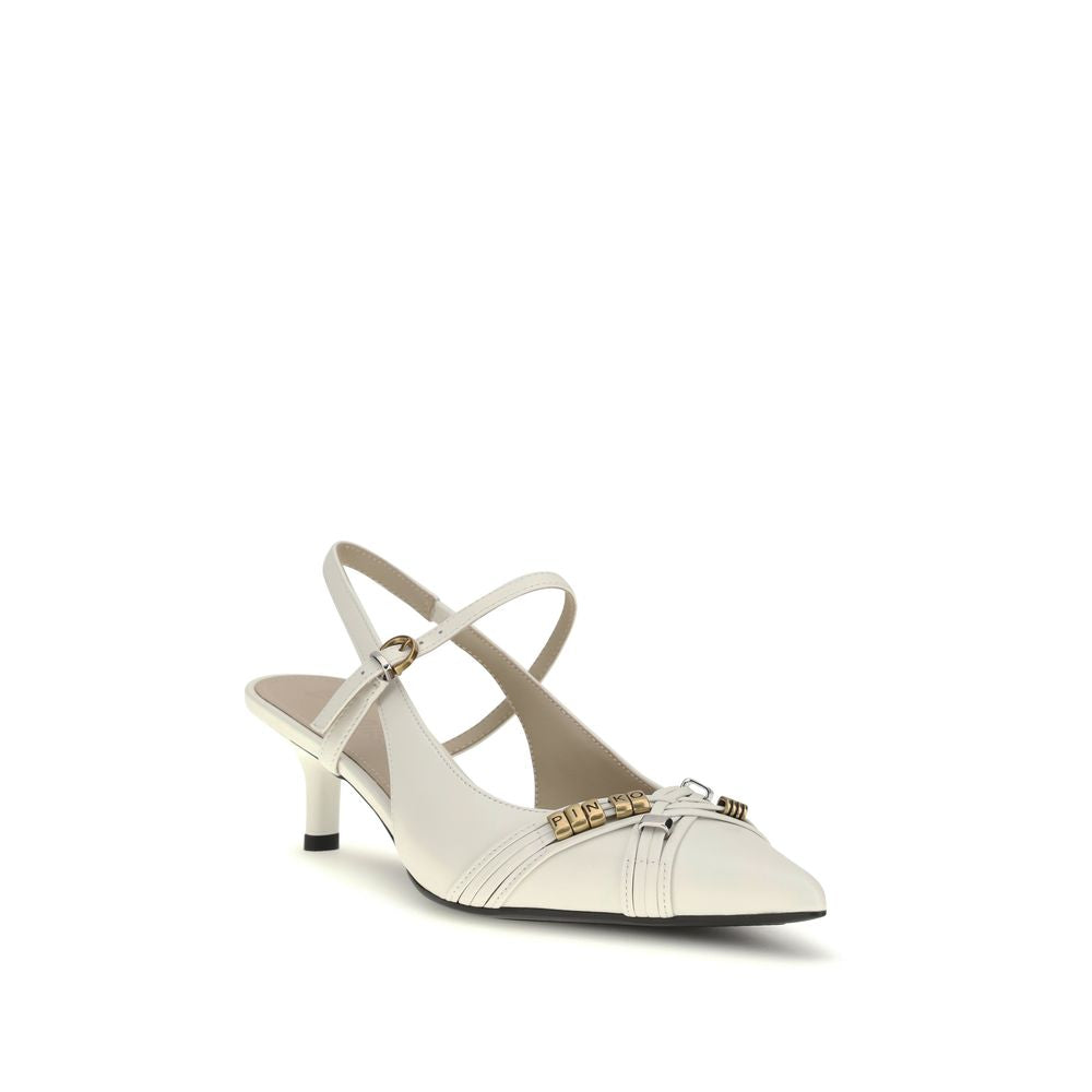 White Calf Leather Bos Taurus Mid Heel Pumps