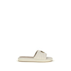 Beige Calf Leather Bos Taurus Flat Sandals