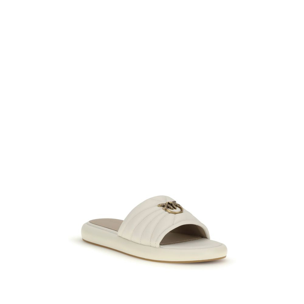 Beige Calf Leather Bos Taurus Flat Sandals