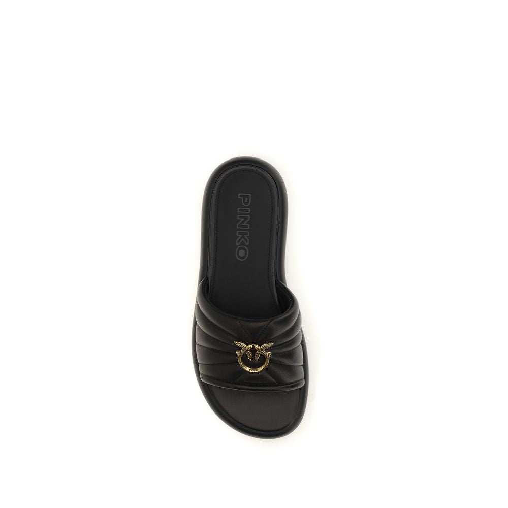 Black Calf Leather Bos Taurus Slides