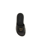 Black Calf Leather Bos Taurus Slides