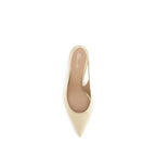 Beige Calf Leather Bos Taurus Mid Heel Pumps