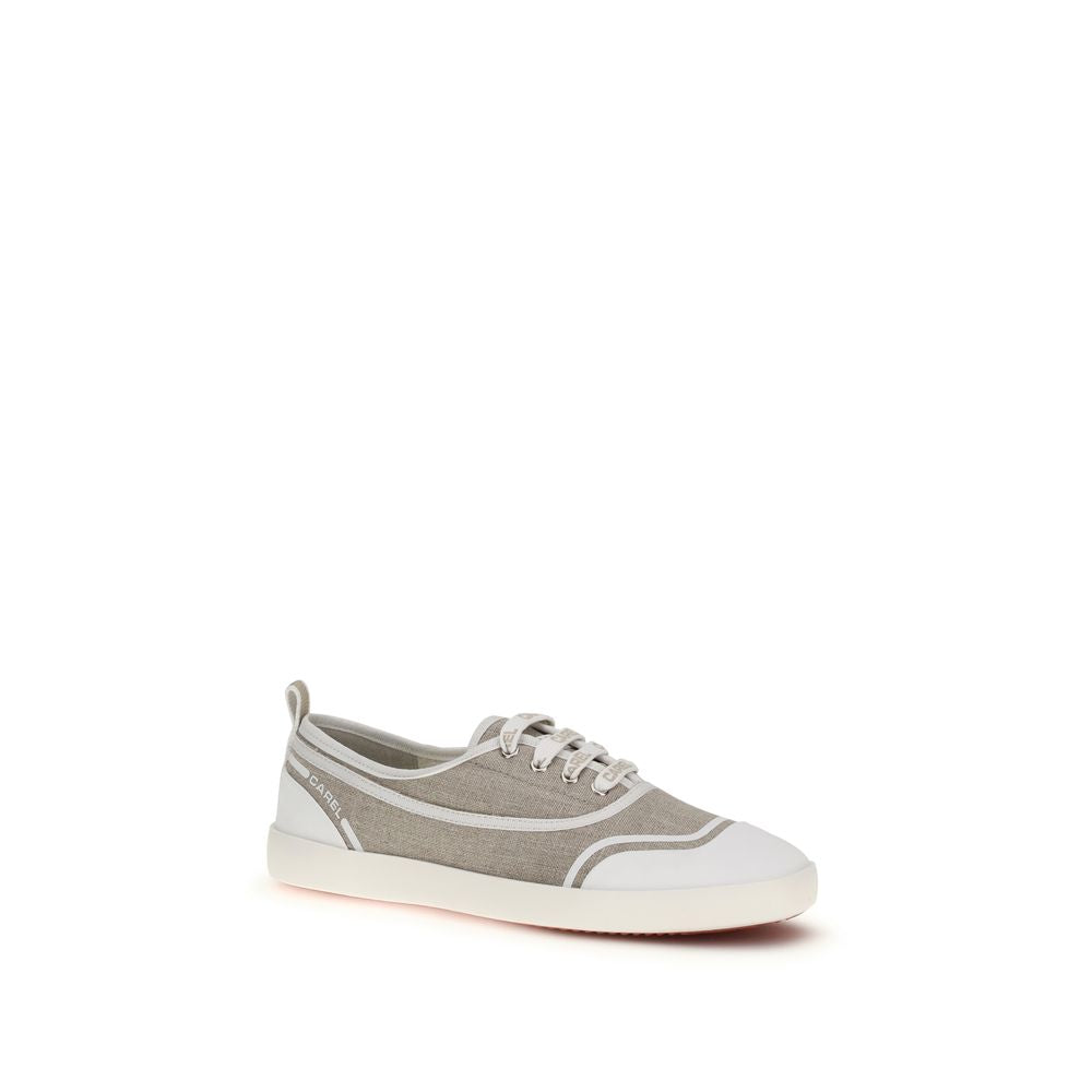 Beige Cotton Low Top Sneakers
