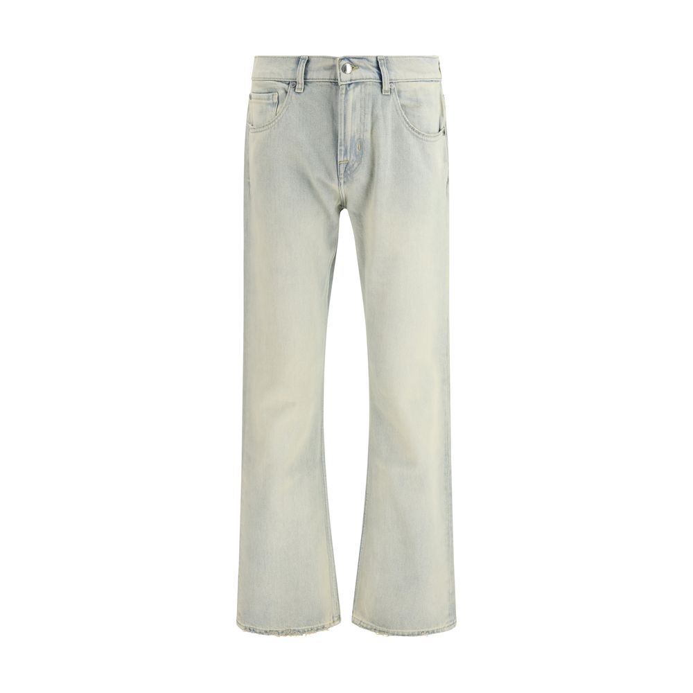 Beige Cotton Bootcut Jeans